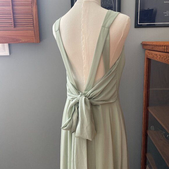 Azazie Julie Bridesmaid Agave A-Line Sweetheart Neckline Chiffon Dress - Picture 12 of 12